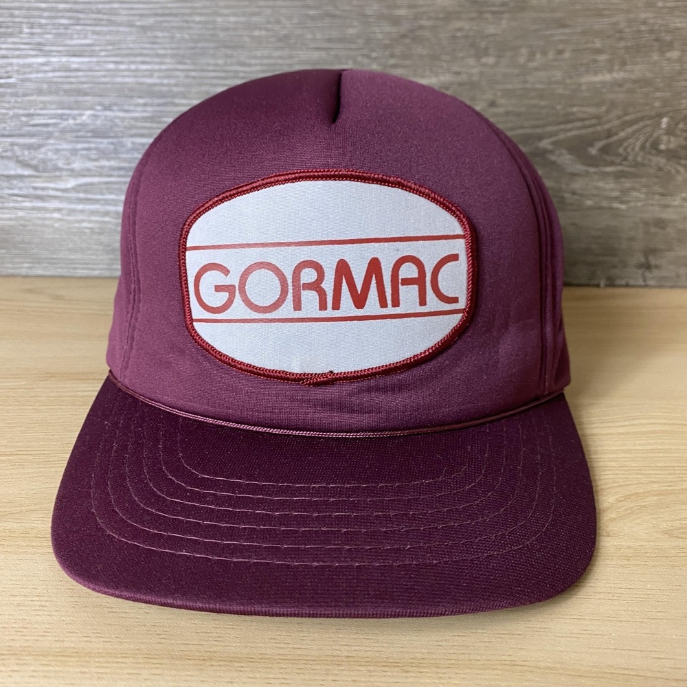 Vintage GORMAC Hat Cap Snap Back Trucker Mesh Patch Advertising Mens 80s